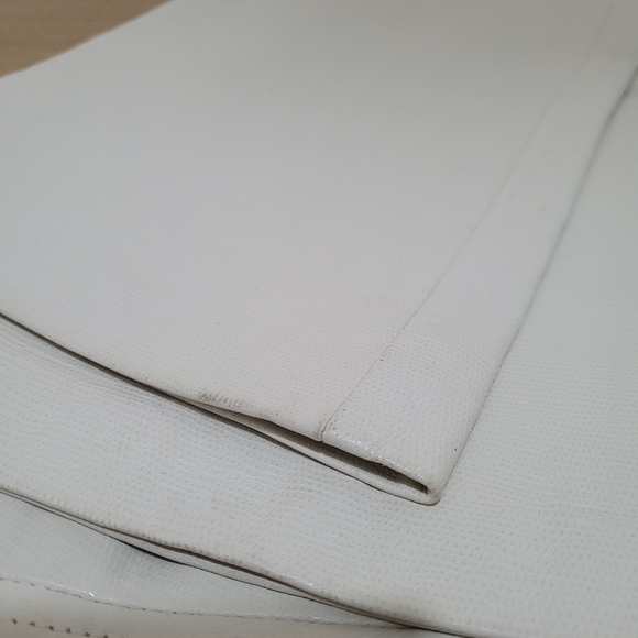 100% Genuine leather 90's Biker Mid Rise Boot Cut White Pants 6 - Picture 13 of 14